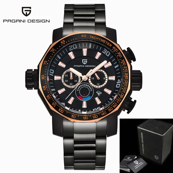 Pagani Дизайн люксовый бренд 30 м водонепроницаемые военные часы мужские многофункциональные спортивные кварцевые часы reloj hombre Relogio Masculino - Цвет: Кофе