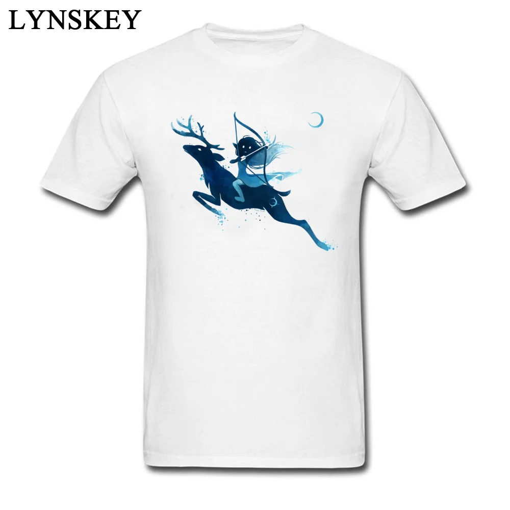 Funny Printing Autumn Elf Archer Short Sleeve T-Shirt 100% Cotton Round Collar Male Tops T Shirt Slim Fit Tee-Shirts Elf Archer white