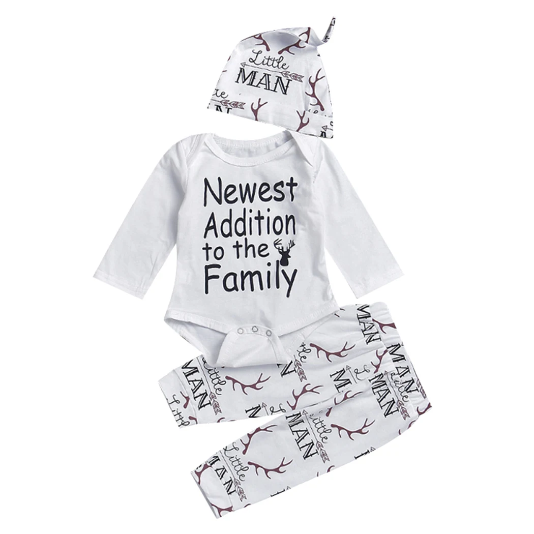 2017 New Year Baby Letter Elk Print Clothing Set Long Sleeve T Shirt