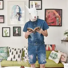 Новинка года Модный комплект повседневная мужская с коротким рукавом джинсовые комбинезоны комбинезон пять Джинсовые брюки синий комбинезон Винтаж певица костюмы