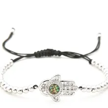 Золото Серебро Микро-паве cz кубический цирконий веревка отрегулированный браслет из медного бисера hr34 ручной Шарм плетеные браслеты для женщин