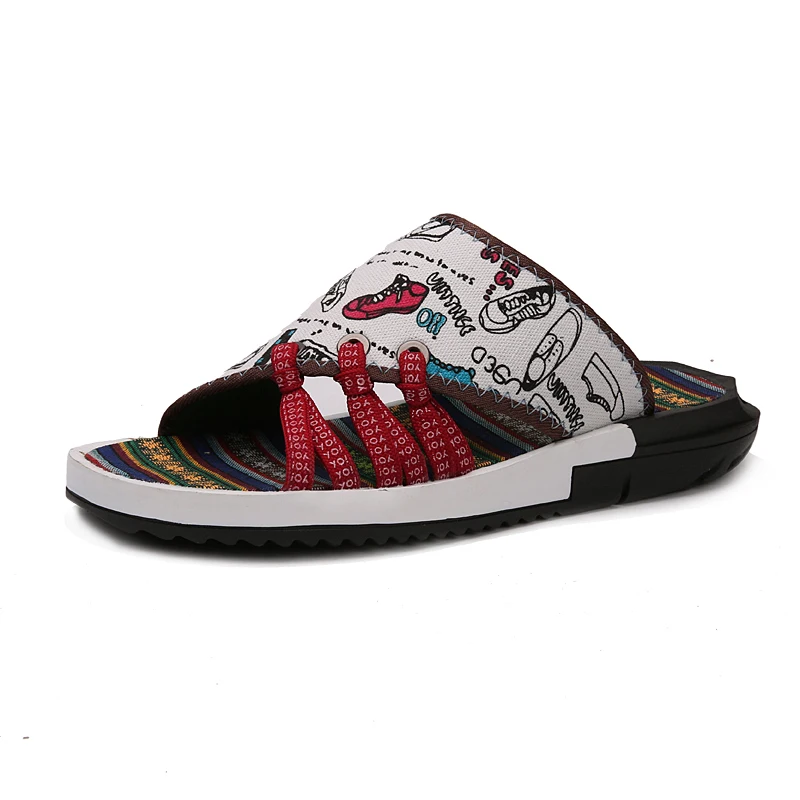 

Summer Slippers Men's Slippers Toe Flip Flops Camouflage Folklore National Wind Tide Cheap Male Sandals
