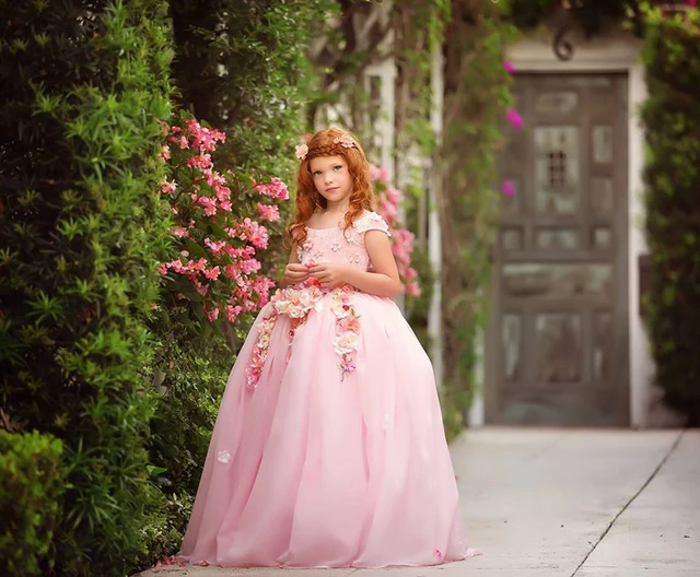 Best price at $141 Cheap Vestido De Daminha Vestido Infantil Flower Girl Dresses For Weddings Kids Prom Dresses Pink Spring Pretty Pageant Girl Dresses
