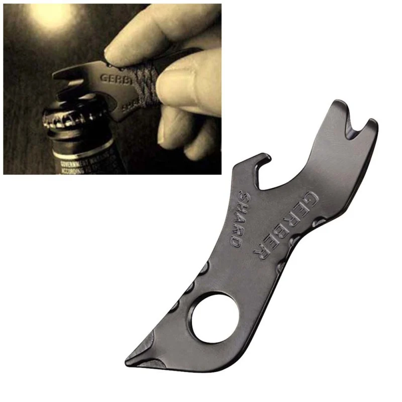 

1 piece EDC 7-in-1 Multi function Tool Keychain Bottle Opener Pry Bar Pocket Tools Black