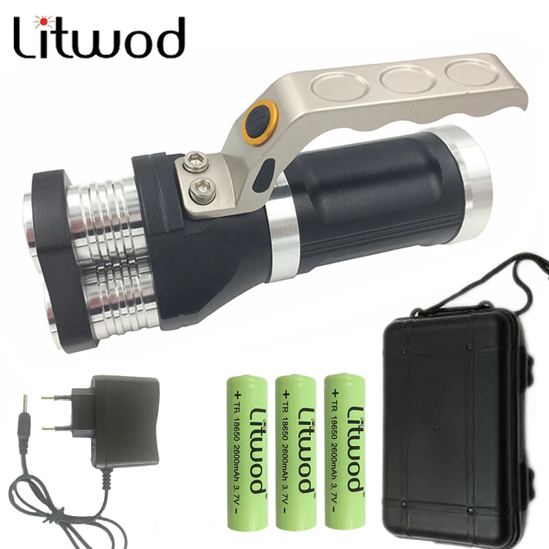 

z30 LED flashlight 3 PCS XM-L T6 beads Rechargeable Portable Light Hand Lamp 12000LM 3 mode torch AC charger+ 3 batteries box