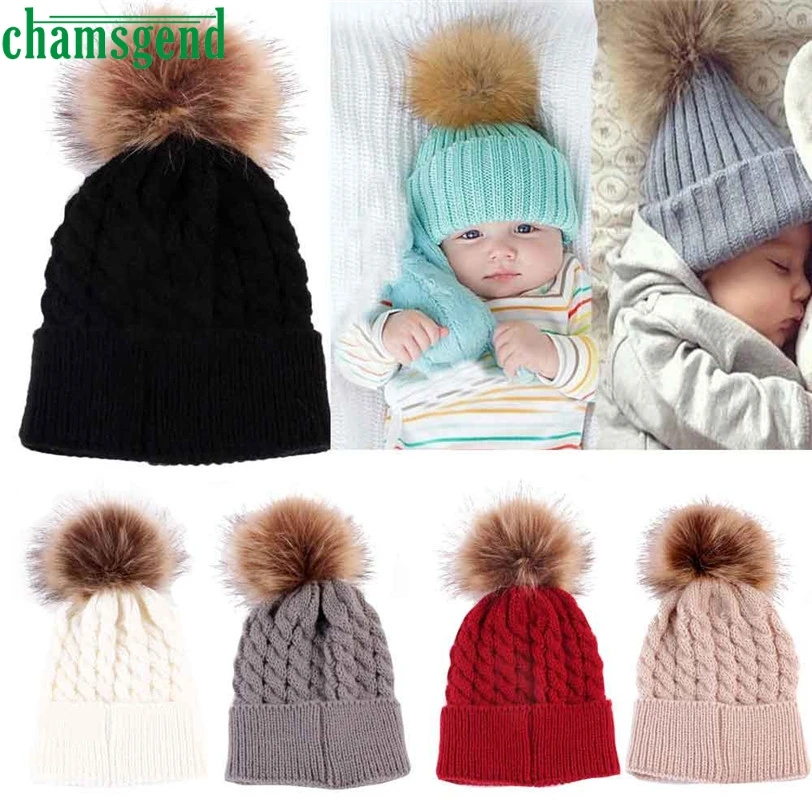 

CHAMSGEND Drop ship Newborn Cute Winter Kids Baby Hats Knitted Wool Hemming Hat S25