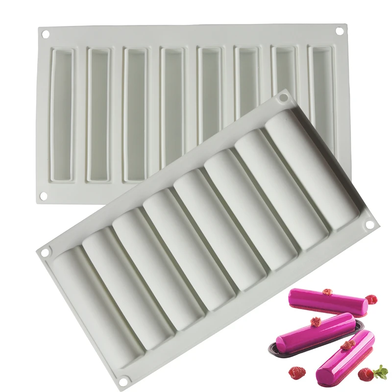 

Eclair shape silicone cake mold french desserts White Molds Sugarcraft Dessert Cake Decorating Tools
