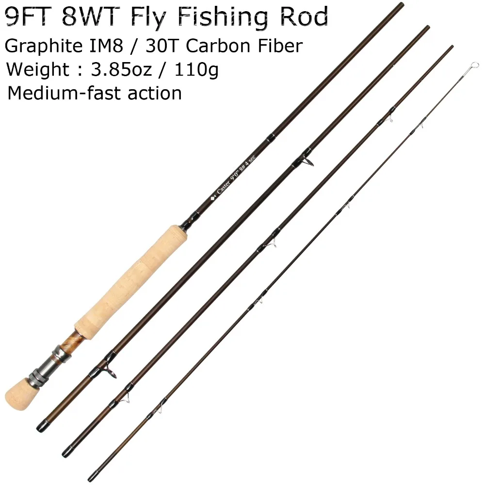 8WT يطير قضيب كومبو 9FT ألياف الكربون يطير الصيد رود و 7/8WT كبير أربور الألومنيوم يطير الصيد بكرة يطير خط دعم مدبب زعيم