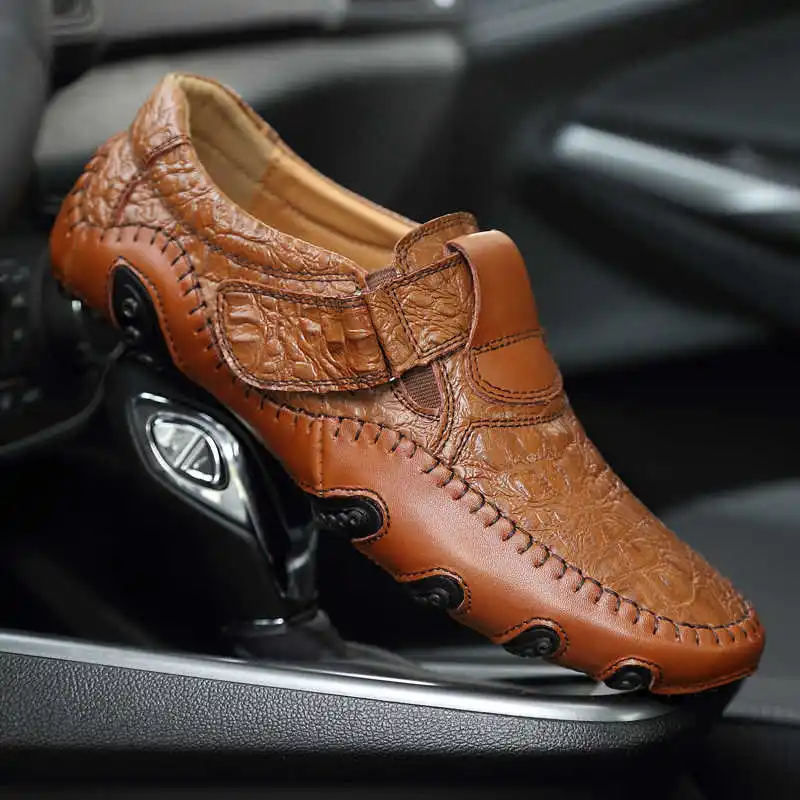 

High Quality Fashion Genuine Style Men Causal Shoes Leather Shoes Slip On Superstar Shoes Breathable Plus Sizes 48