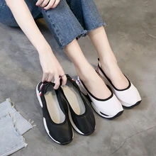 Мягкая удобная женская обувь г. летняя обувь без застежки на плоской подошве женская обувь для отдыха с круглым носком на мягкой подошве на плоской подошве