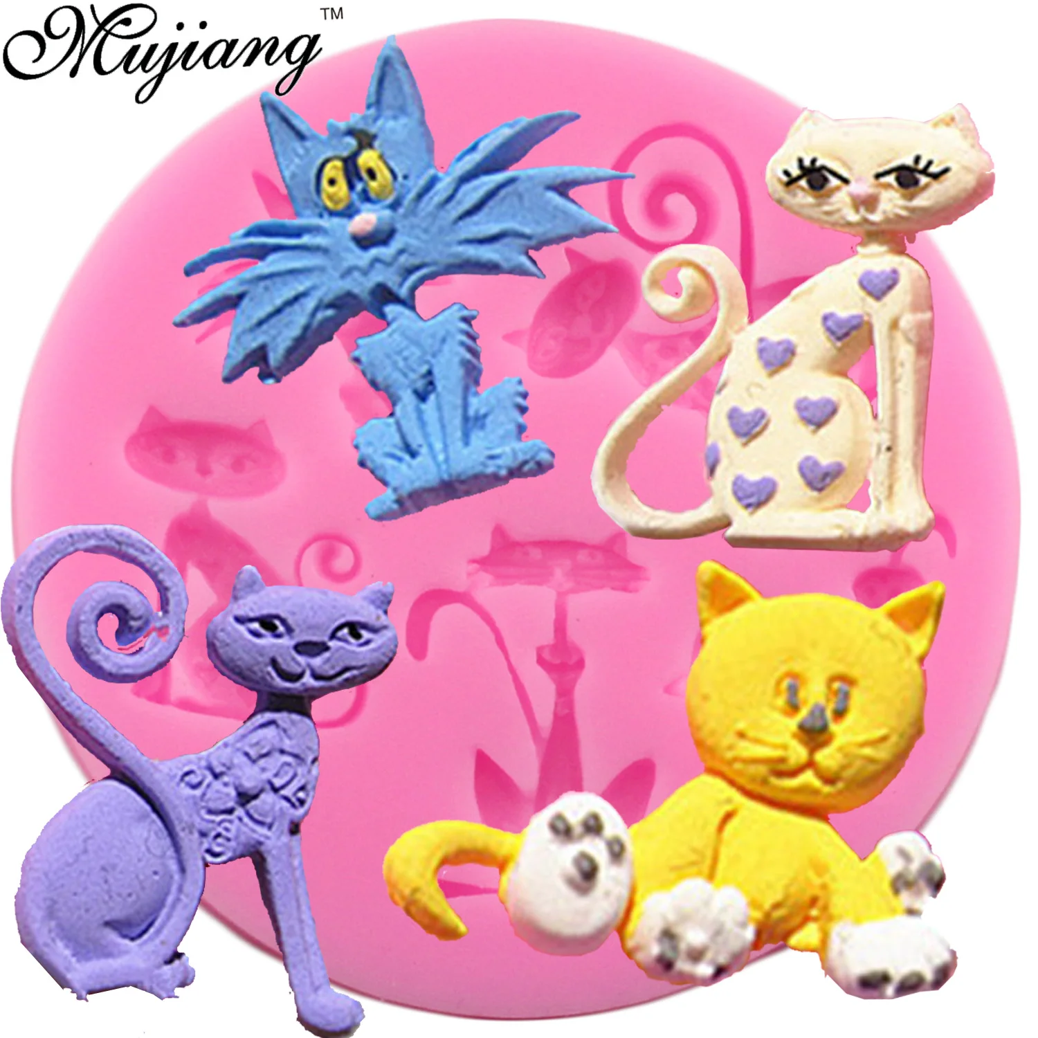 Mujiang Lovely Cat Fondant Silicone Animal Mold Cupcake Resin Clay