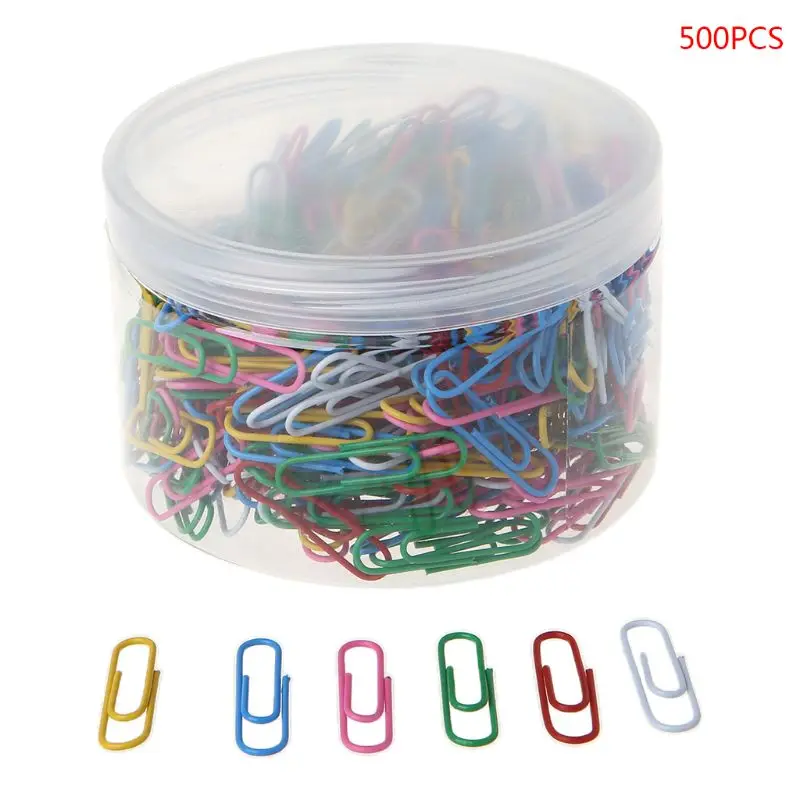 

500Pcs 33mm/1.30in Paper Clip With Storage Case Bright Colors Photo Clip Bookmark DIY Handmade Decor School Stationery