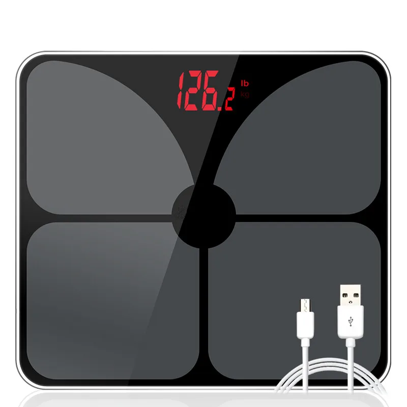 Зарядка через usb весы светодиодный цифровой Дисплей Вес весы электронные смарт-баланс тела бытовой ванные комнаты 180 кг