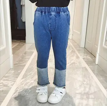 

2019 new wholesale girls denim pants patchwork tassel fashion spring girls jean pants 4-9t B365