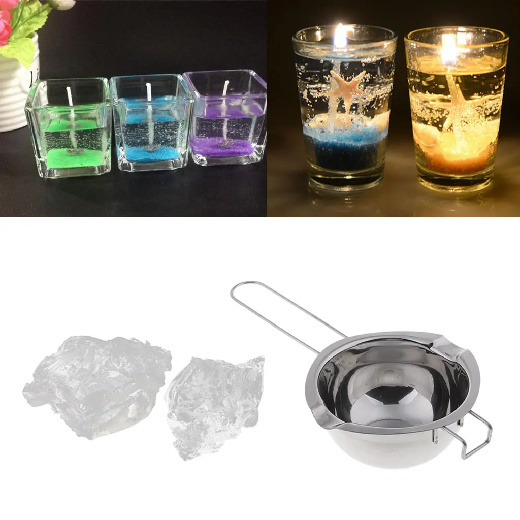 Stainless Steel Candle Wax Melting Pot Tools And 200g Basic Jelly Wax For DIY Scented Candle Making Valentine Gifts