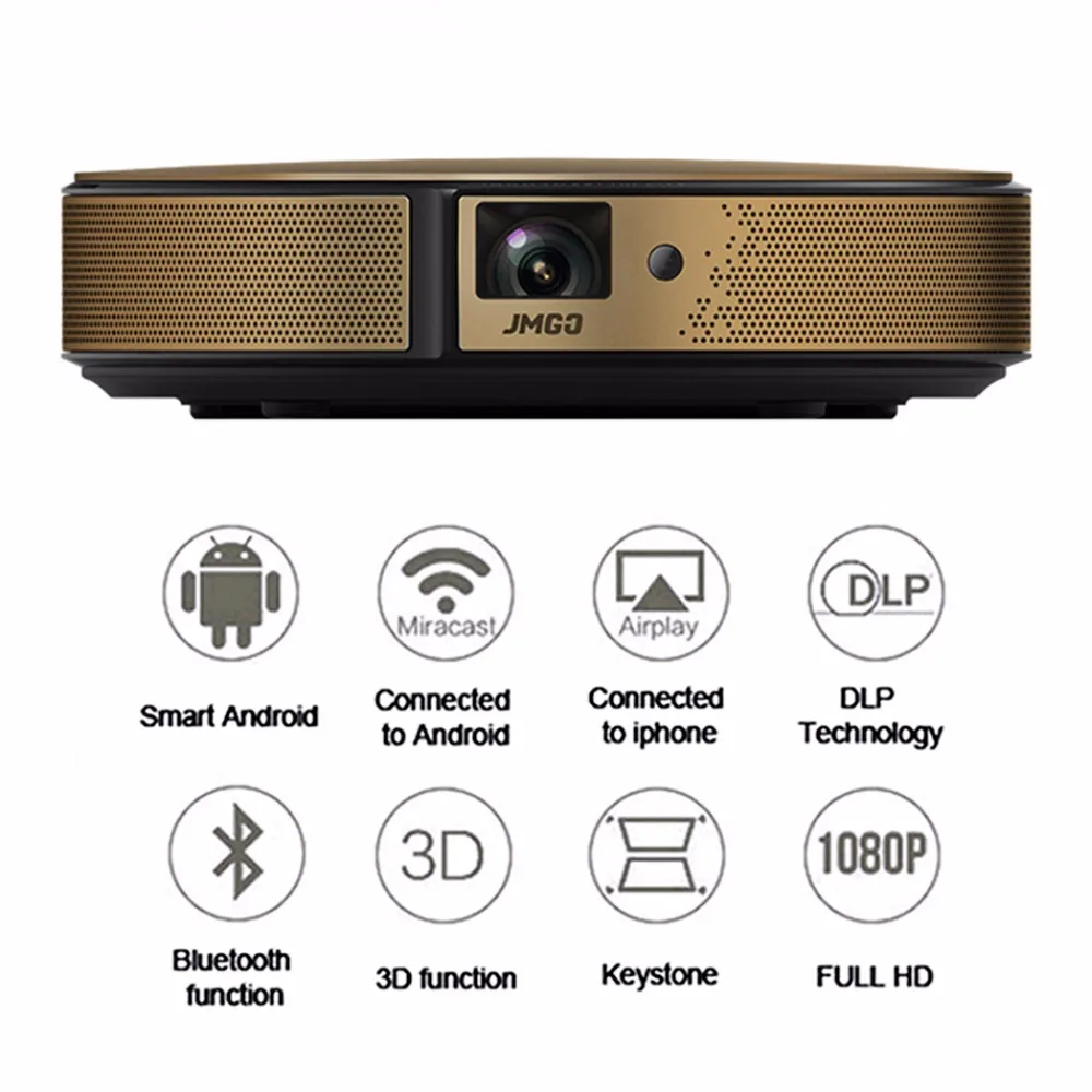 JMGO E8 HD проектор 750 ANSI люмен Smart Beamer Встроенный Android wifi Bluetooth динамик. IN USB Поддержка