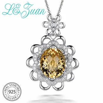 

L&zuan 7.57ct Natural Citrine Pendant 100% 925 Sterling Silver Necklace For Women Checkerboard Cut Gems Luxury Pendants