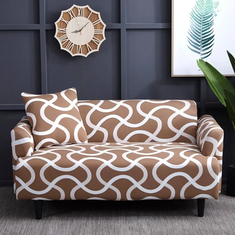 Современный эластичный чехол для дивана Полосатый чехол для секционного дивана все включено Противоскользящий чехол Защита мебели - Цвет: mhsk