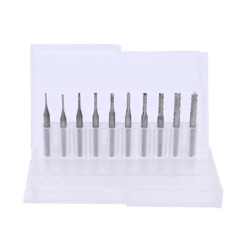 

10Pcs/Box 1/8 Inch 0.8-3.17mm PCB Engraving Cutter Rotary CNC End Mill Milling Cuter Drill Bits