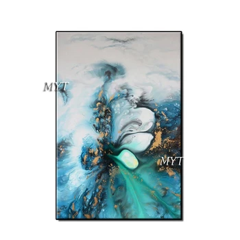 

Hand-painted abstract oil painting On Canvas Green fluid painting landscape wall art picture artwork home decor no framed