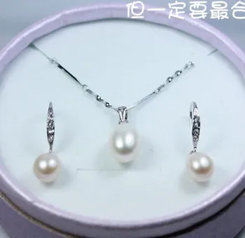 

Fashion Natural Real Genuine Fresh Water Pearl Jewelry Set Charm Necklace Earrings Jewelry Girls' Women Female Jewellery