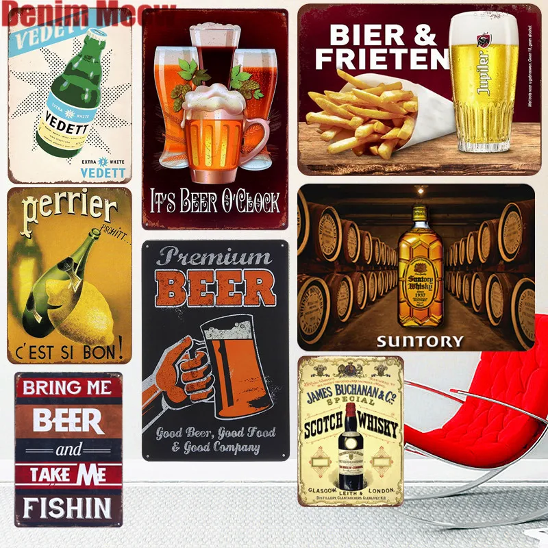 Perrier Plaque Beer Vedett Metal Tin Signs Bar Pub Home Vintage