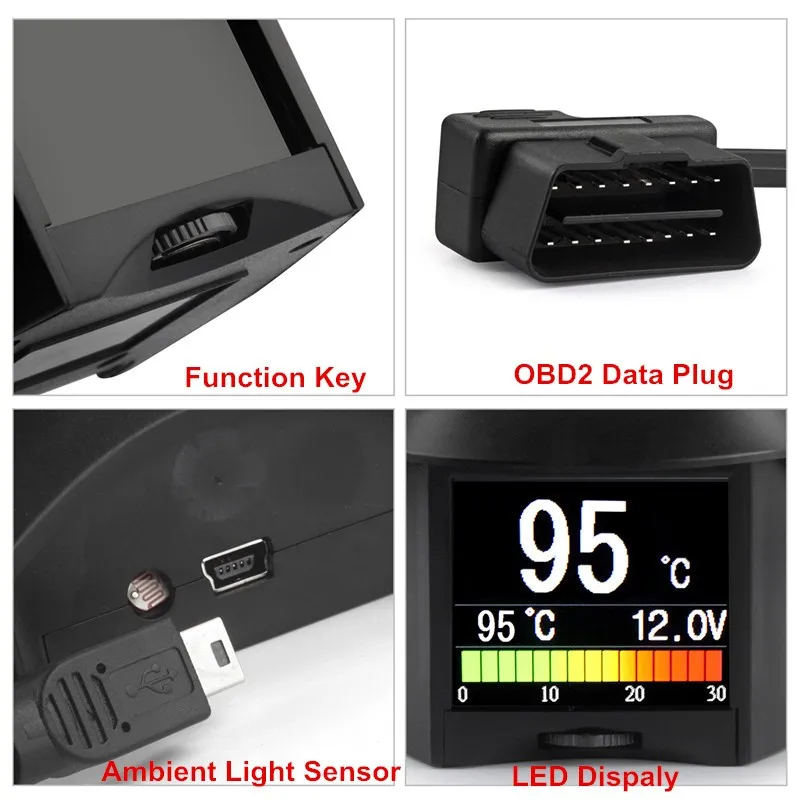 Универсальный OBD компьютер для вождения дисплей охлаждающей жидкости температура воды датчик напряжения Тахометр скорость цифровой счетчик дисплей Код ошибки