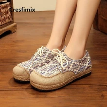 Cresfimix zapatos de mujer/ г.; модная женская обувь на плоской платформе со шнуровкой; Повседневная Удобная Осенняя крутая красная обувь; c2158