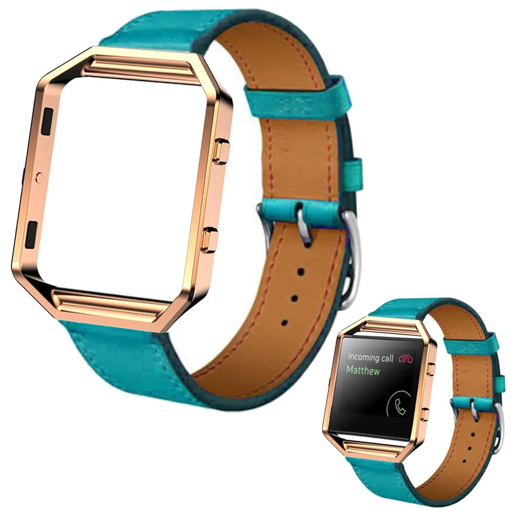 Popular Hot Sale Splendid Luxury Leather Watch Band Wrist strap Metal Frame For Fitbit Blaze Smart