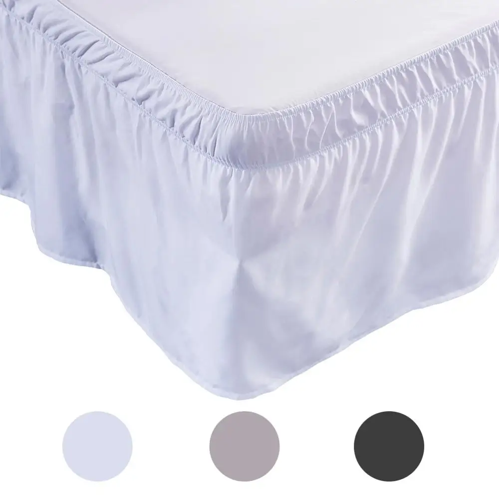 

Hotel Queen Size Bed Skirt Solid color Bed Shirts without Surface Elastic Band Easy On Easy Off Queen Twin bed skirt