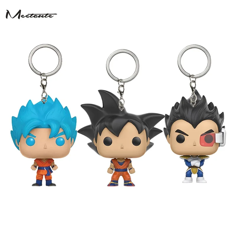 

Meetcute Dragon Ball Keychain Q Version Doll Pop Key Chain Holder Goku Vegeta Super Saiyan Goku Key Protector Gift for Fans