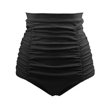 Женские бикини, топы, пуш-ап, бандажный бюстгальтер, цельный, в полоску, для пляжа, бикини, купальник, бразильский купальник, высокая талия, низ, черные штаны