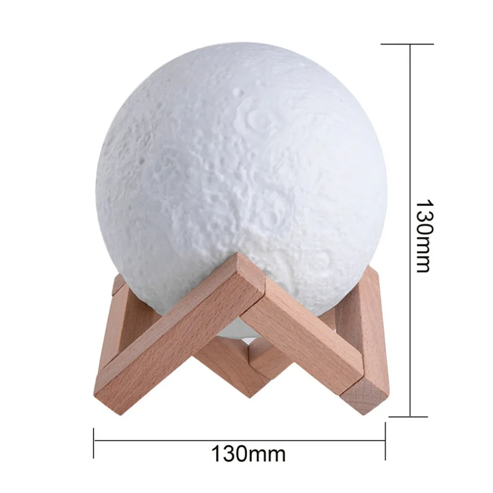 USB перезаряжаемая 3D луна лампа с основанием 13 см спальня книжный шкаф ночник вибрации зондирования украшения дома подарок на день рождения
