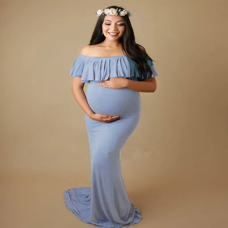 Реквизит для фотосессии для беременных; Одежда для беременных; Макси платье для беременных; Новинка года; Хлопковое платье макси без рукавов; платье для беременных - Цвет: Небесно-голубой