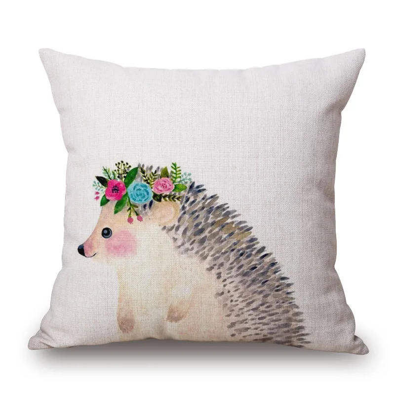 

Hand Painting Animals Cushion Cover Deer Fox Hedgehog Rabbit Flamingo Bear Dog Cushion Covers Linen Pillowcase