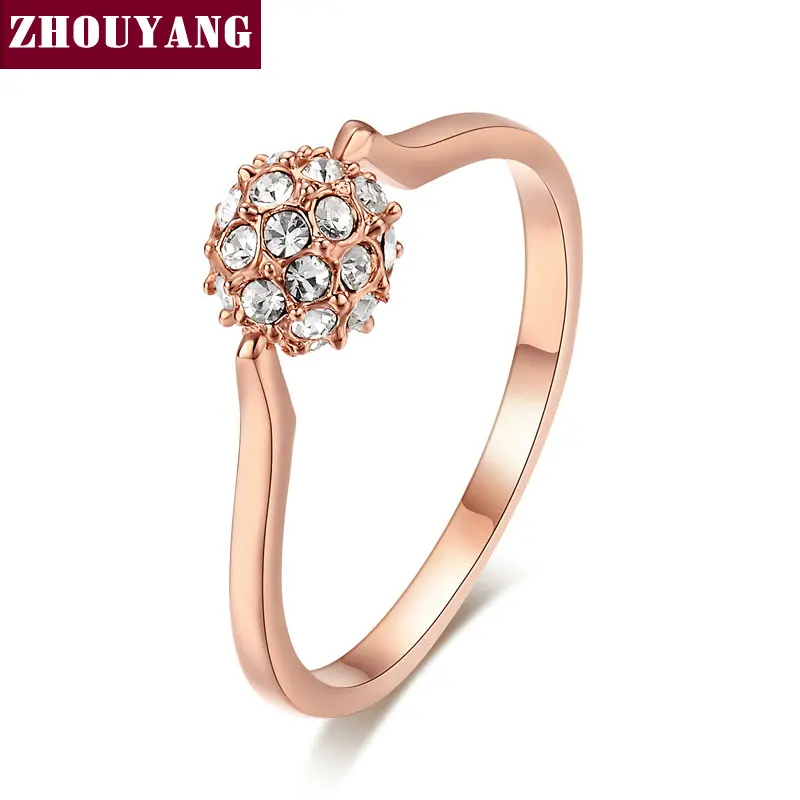 

ZYR004 Fashion Design Ball Engagement Rose Gold Color Wedding Ring Austrian Crystals Full Sizes Wholesale
