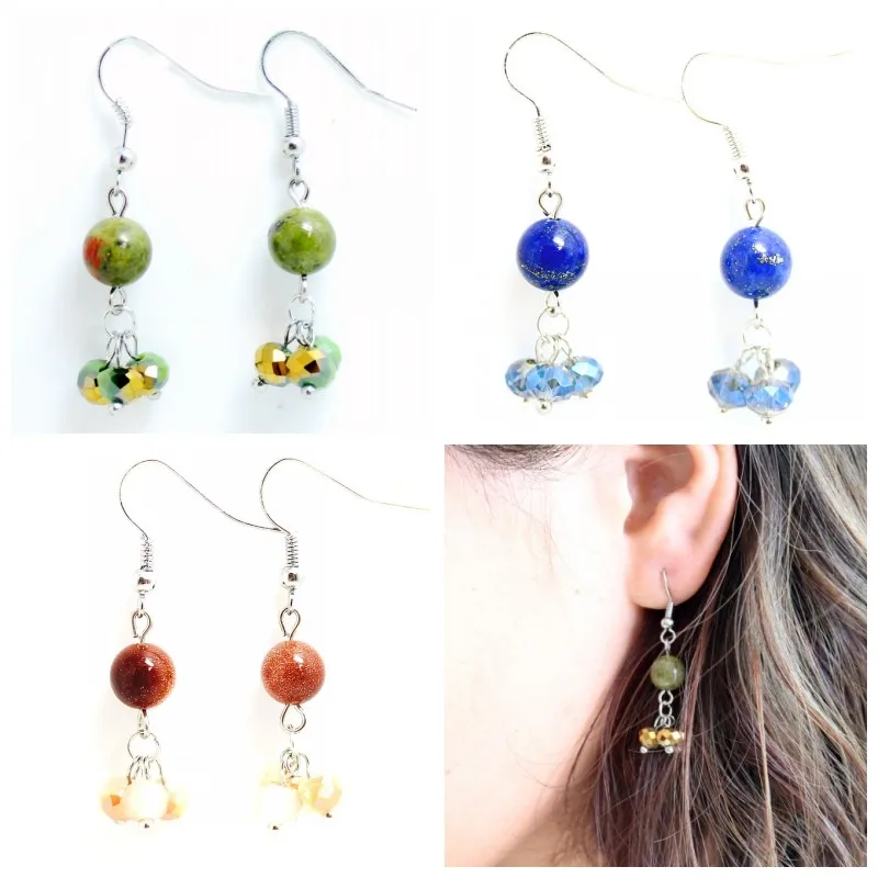 

2016 New Bohemian Fashion Drop Earrings Stone Crystal Bead Dangle Earrings For Women Summer Jewelry