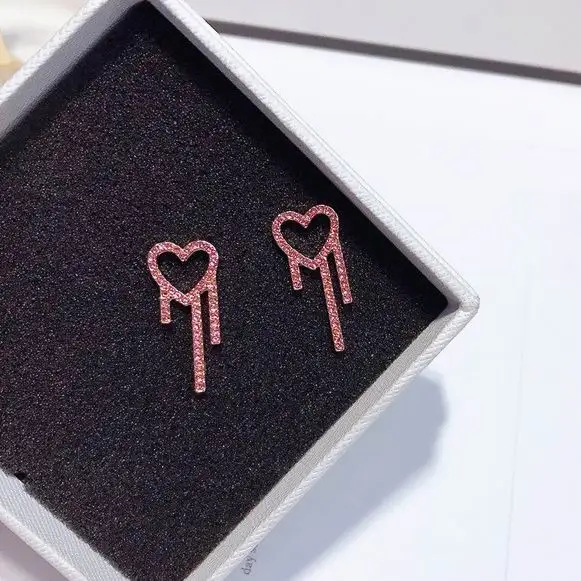 

MENGJIQIAO 2018 New Korean Shining Rhinestone Love Heart Drop Earrings Women Bijoux Elegant Dangle Pendientes Delicate Gift