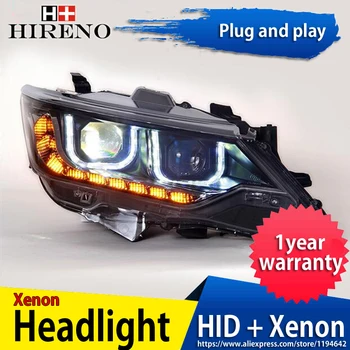 

Hireno Headlamp for 2015-2016 Toyota Camry Headlight Headlight Assembly LED DRL Angel Lens Double Beam HID Xenon 2pcs
