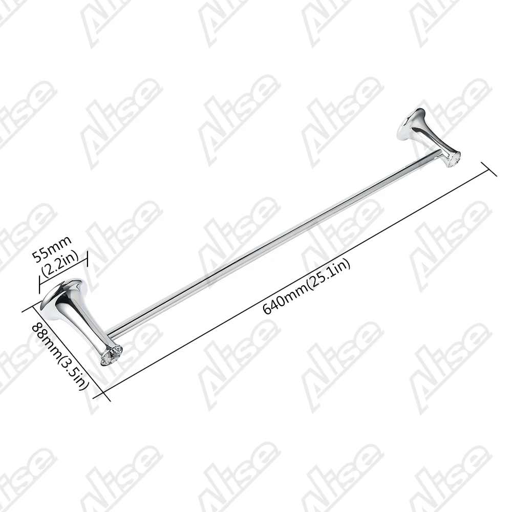 Элис ПОЛОТЕНЦЕДЕРЖАТЕЛЬ для ванной с кристаллической головкой настенное крепление Полотенца подвесной держатель с выдвижной ручкой, размером 24 дюйма, сумка Длина, Нержавеющая сталь полированный хром