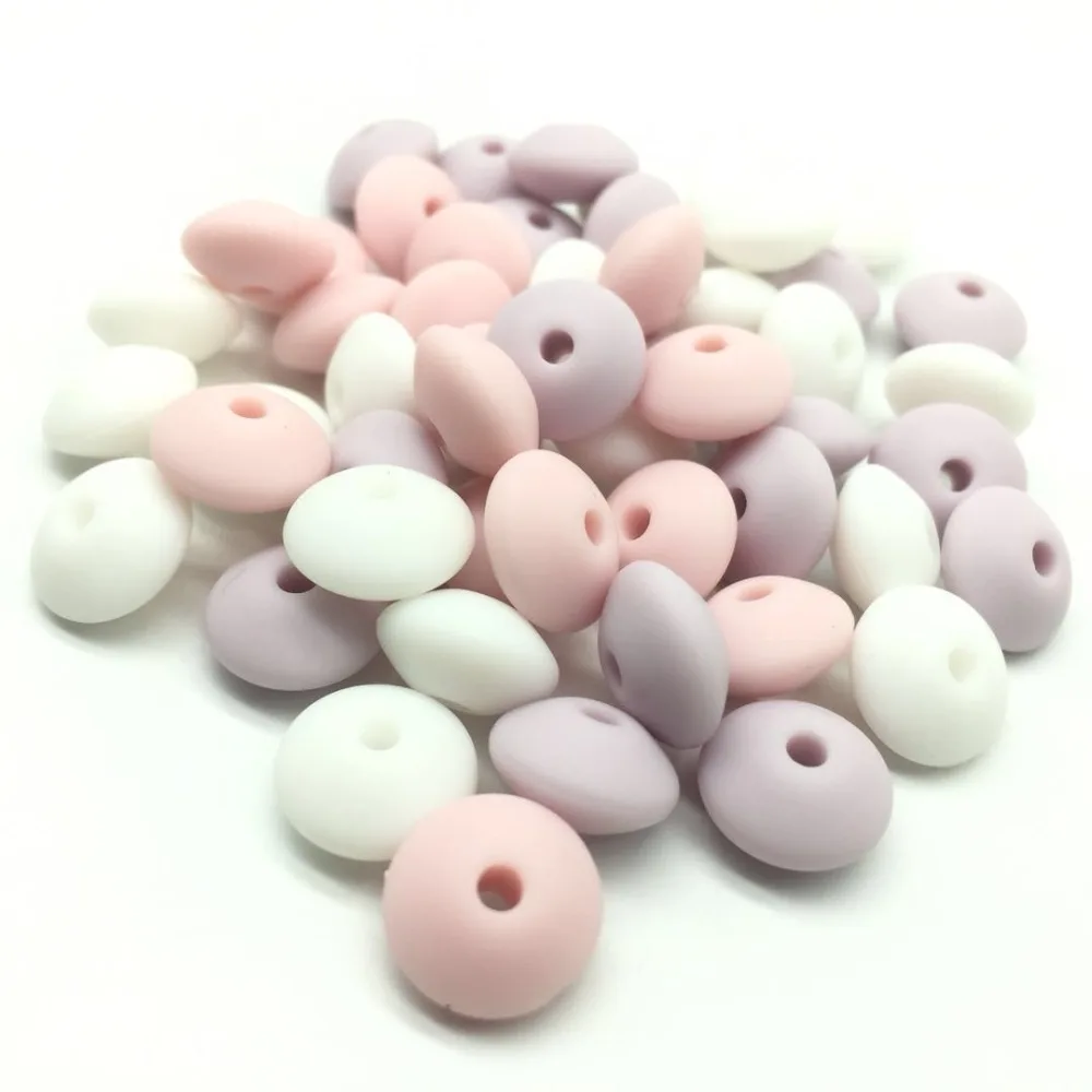 

100 pcs Loose Silicone Beads Abacus Lentils 12*6mm Diy Teething Jewelry Bpa Free Baby Pacifier Chain Silicone Beads