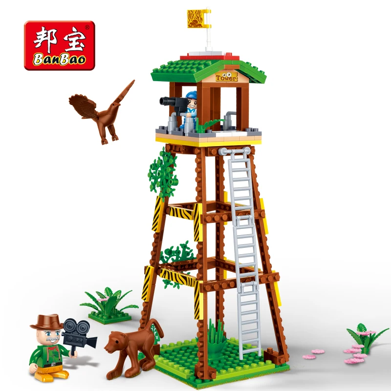 

BanBao Educational Building Bricks Watch Tower National Zoo Animal Blocks Compatible With Lego Kid Children Model Toys 6659