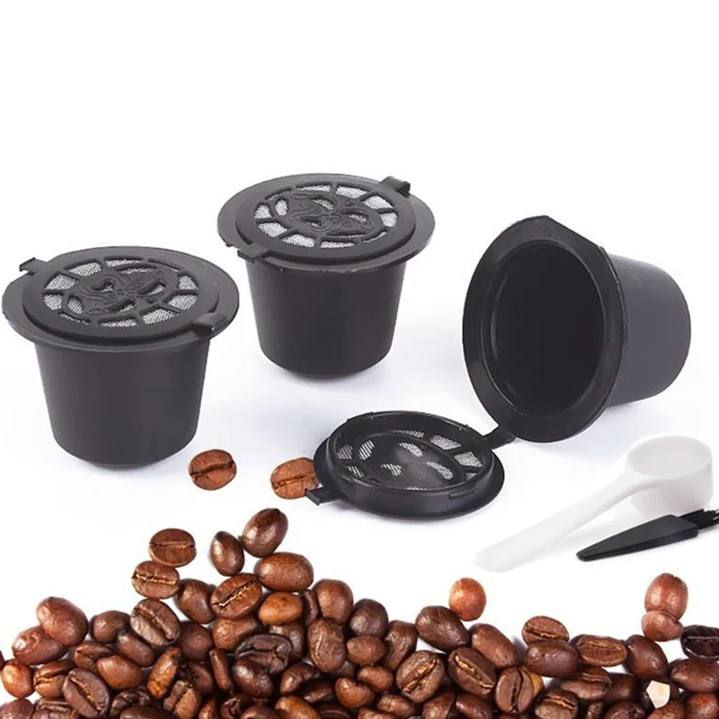 

1/3/4PCS Reusable Refillable Nespresso Coffee Capsule With Spoon Filter Brush Storage Rack Filter Kitchen Dining Bar Accessories