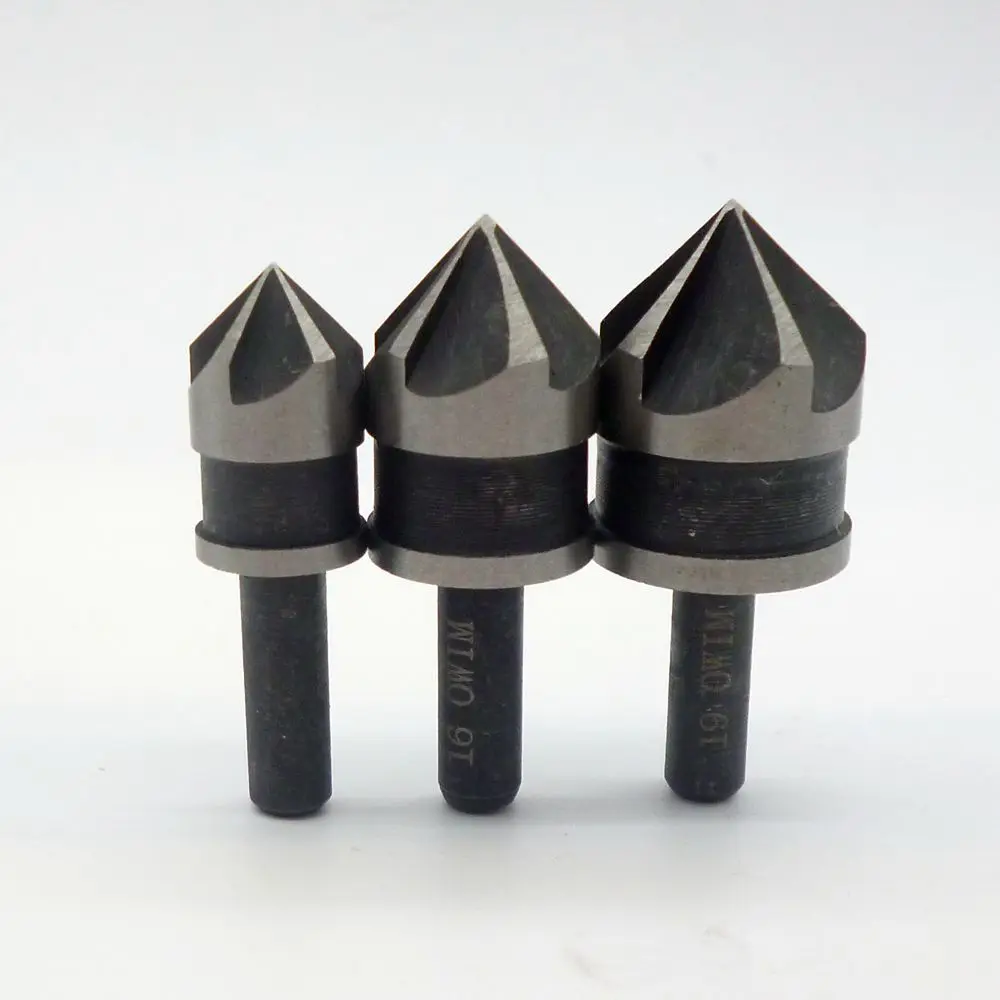 Hot 3pcs Five Edge Chamfering Cutter Hss Woodworking Chamfer 90 Degree