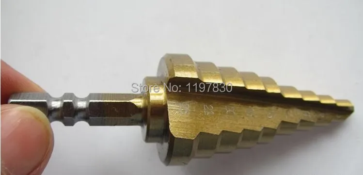 

1PCS 1/4" hex 6-25mm 10 steps HSS 4241 straight step Drill Bit core drill bit TIN Coated cone Step Drill Bit Set hole cutter