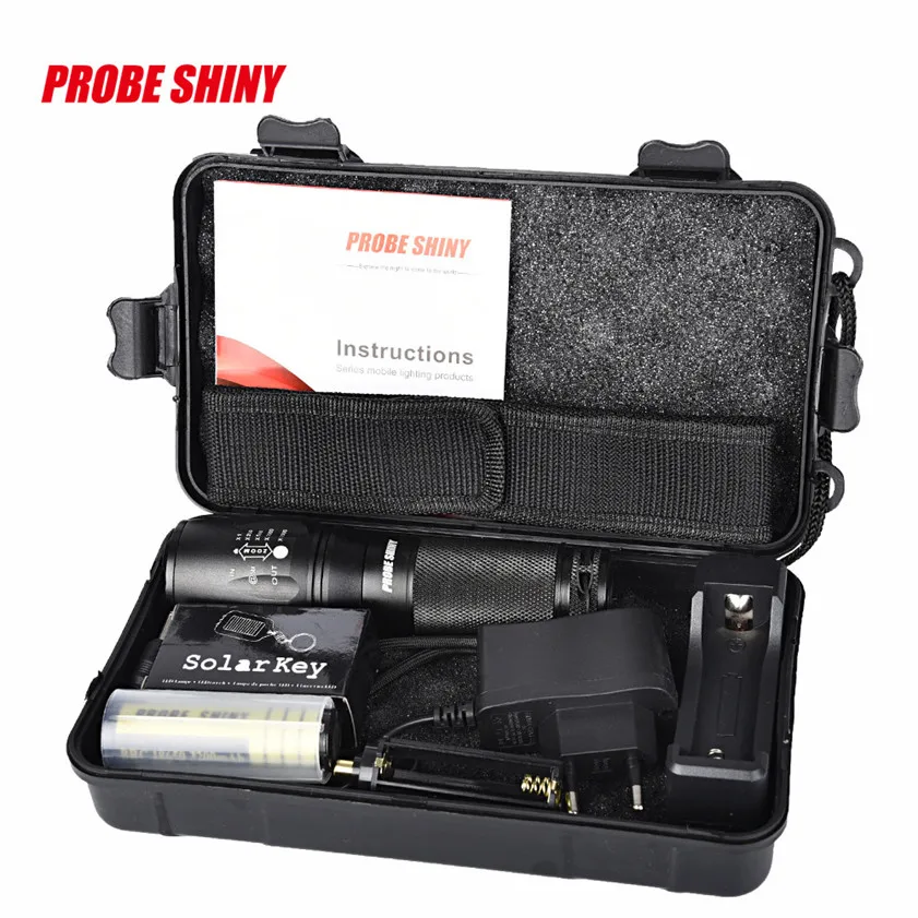 High Quality X800 Zoomable XML T6 LED Tactical Police Flashlight+18650