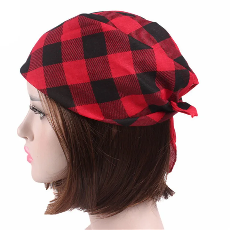Hiking Scarves Bandana Scarf Square Head Scarf Female Plaid Bandanas Head Wrap Turban Hair Accessories Headband  #4M07 (3)