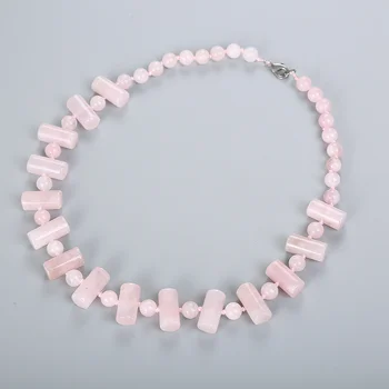 

Original 3A Natural Stone Pink Crystal Rose Quartz Necklace Women Jewelry Femme Choker Kolye Gem Colares Grandes Flower Necklace