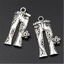 

6pcs Silver Plated Sister's Bell-bottoms Charm Necklace Bracelet Pendants DIY Metal Jewelry Handicraft Making For Woman 34*18mm