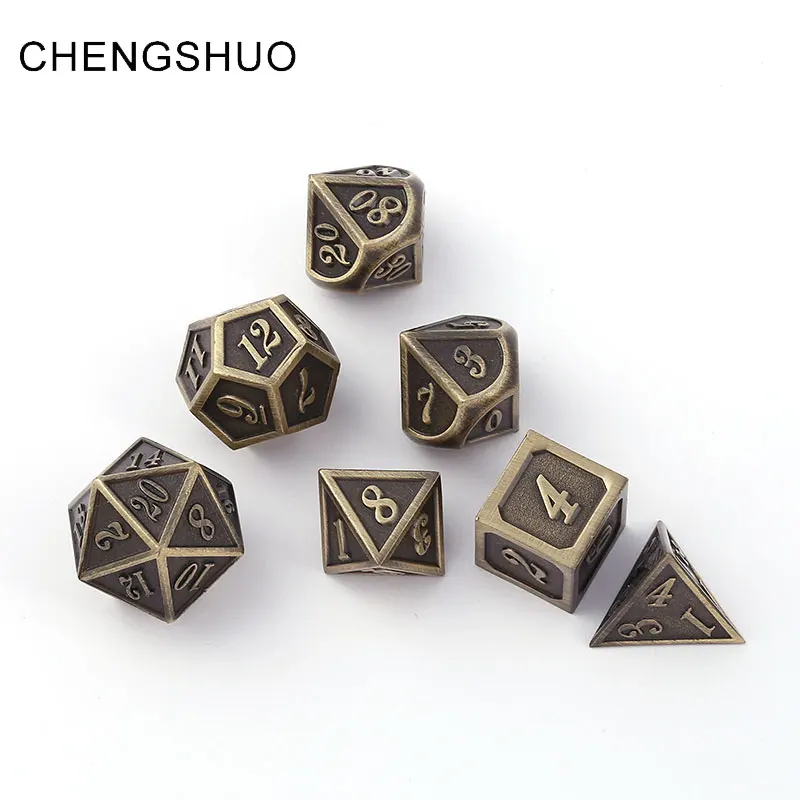 

Chengshuo dnd dice metal rpg sets dungeons and dragons polyhedral 7pcs d20 10 6 8 12 Zinc alloy dice bronze table games digital